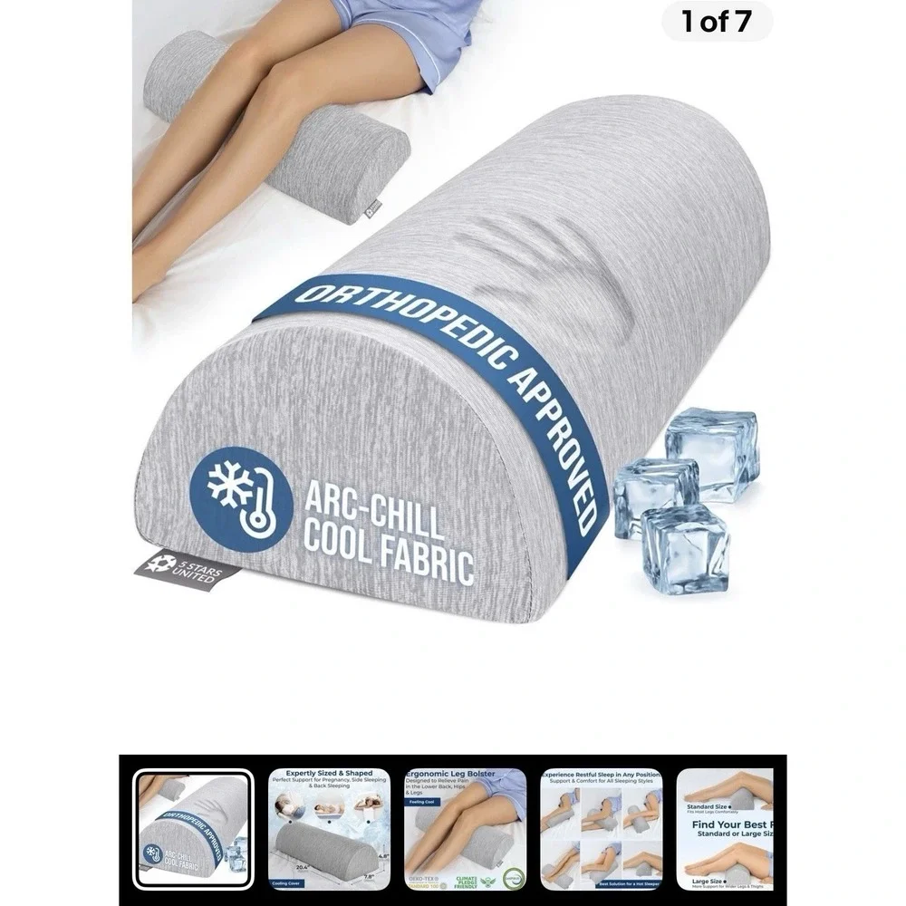 New Knee Pillow for Back Sleeping Memory Foam Cushion for Sciatica Pain Relief